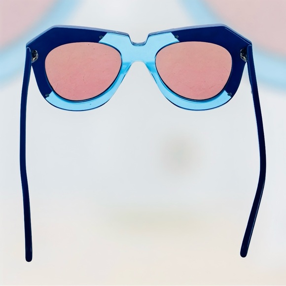 *NWT* Karen Walker Oversize Mirrored Sunglasses - Bright Blue Acetate + Case etc - Picture 8 of 10